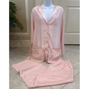 VTG Victorias Secret Gold Label Satin Pajama‎ Set Womens Size M Pink Luxury Chic
